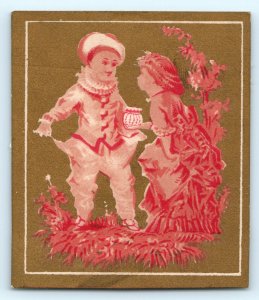 c1880s LOT of 2 Cute Victorian Litho Stock Small Trade Cards Boy Girl Scrap C15