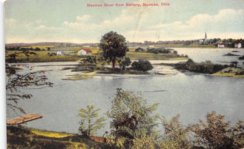 Maumee Ohio 1908 Postcard Maumee River from Battery