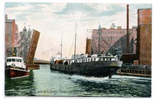 Great Lakes Steamer Jack Knife Bridge Buffalo New York 1910c postcard