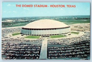 1960 Houston Texas Postcard Domed Stadium Aerial View 8th Wonder World Building