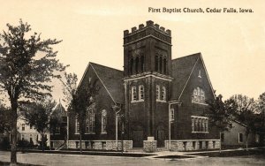 Vintage Postcard 1910's View of First Baptist Church Cedar Falls Iowa IA