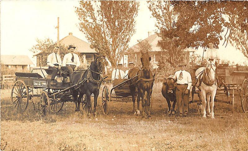 Cedar Hill TX Express Delivery Horse & Wagon Fleet Employees RPPC Postcard