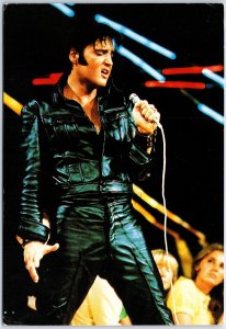 VINTAGE CONTINENTAL SIZE POSTCARD ELVIS PRESLEY IN LEATHER OUTFIT