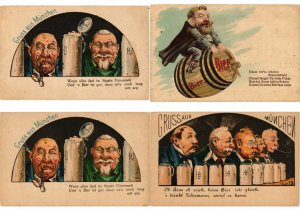 BEER HUMOR GERMANY EARLY LITHO 17 LITHORAPH POSTCARDS Pre-1900 (L5753)