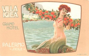 Palermo Villa Igiea Grand Hotel Mermaid Artist Signed Postcard