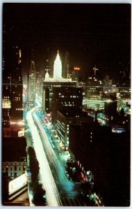 Postcard - Michigan Avenue At Night - Chicago, Illinois