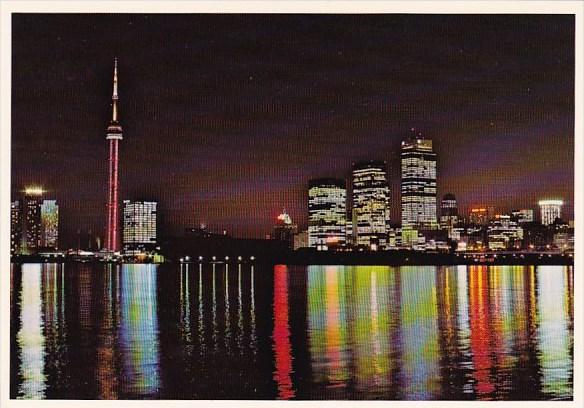 Canada A Beautiful Night View Of The Skyline As Seen From Centre Island Toron...