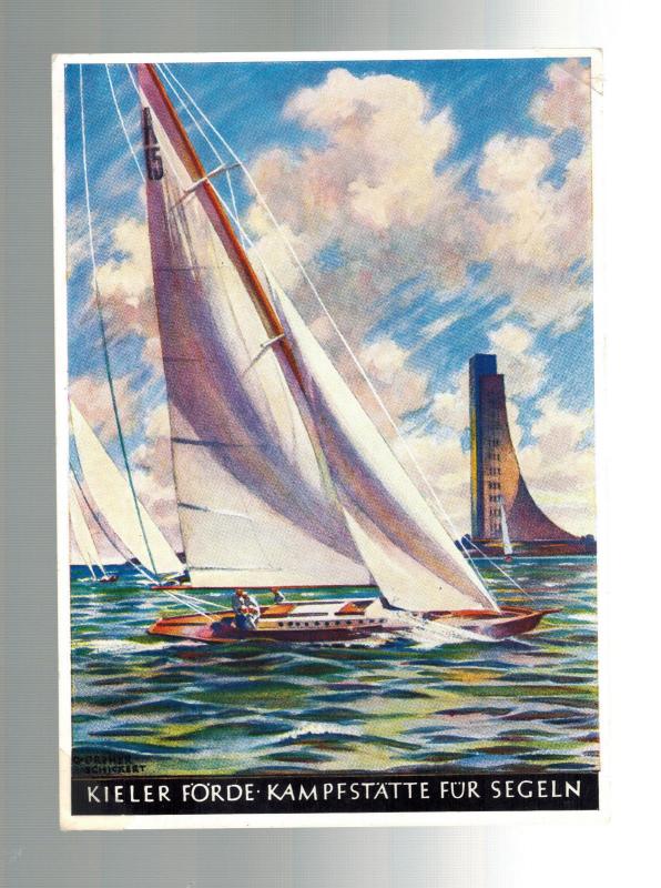 1936 Kiel Germany Summer Olympics Commemorative Postcard Sailing
