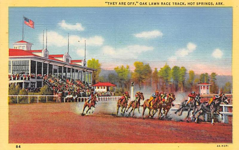 Race Track in Hot Springs Horse Racing, Trotter, Trotters, Postcard 1951