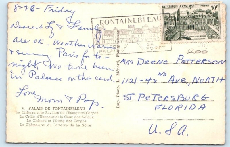 Palais de Fontainbleau - FRANCE Postcard