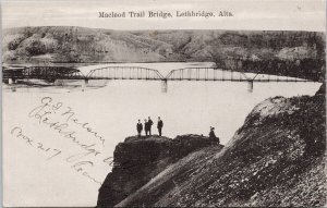 Lethbridge Alberta Macleod Trail Bridge People c1909 JJ Johnston Postcard E80