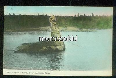 (NEAR) ASHLAND WI 1910 POSTCARD DEVIL'S THUMB UNUSUAL VIEW