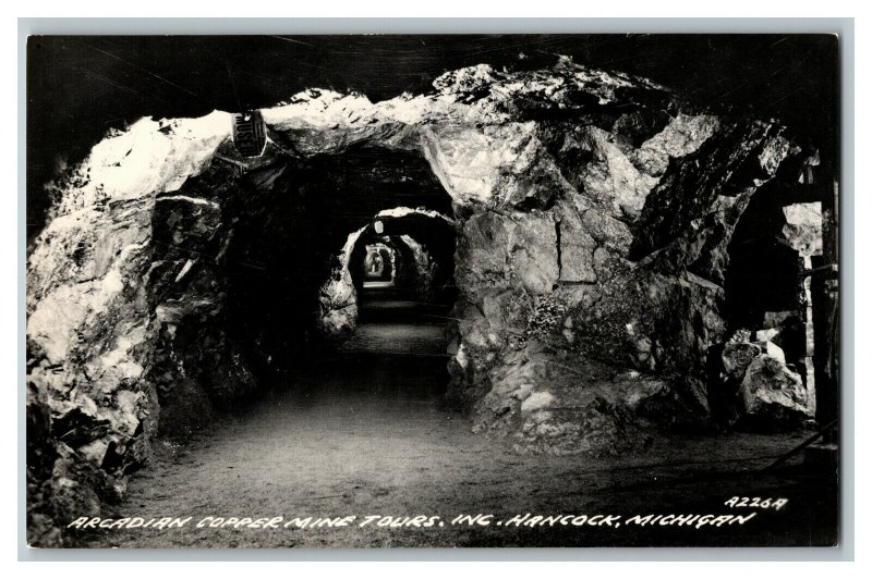 Arcadian Copper Mine Tours Inc. Hancock Michigan Vintage Standard View RPPC 