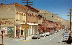 VIRGINIA CITY, Nevada NV   C STREET SCENE Crystal Bar~Stores~50's Cars  Postcard