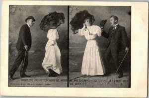 Man Pursues Woman, Not What I Wanted Comical UDB Vintage Postcard F41