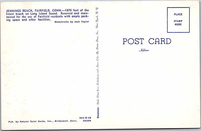 Postcard BEACH SCENE Fairfield Connecticut CT AK2839