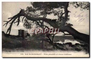 Old Postcard Ile St Honorat Pins lean and old castle