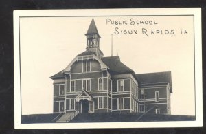 RPPC SIOUX RAPIDS IOWA PUBLIC SCHOOL VUILDING VINTAGE REAL PHOTO POSTCARD