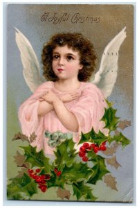 Christmas Postcard Angel Holly Berries Nash Minneapolis Minnesota MN Antique
