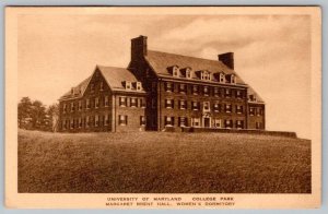 1920s UNIVERSITY OF MARYLAND COLLEGE PARK MARGARET BRENT HALL DORMITORY POSTCARD