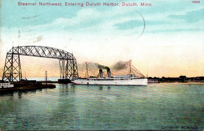 Minnesota Duluth Steamer Northwest Entering Harbor 1909