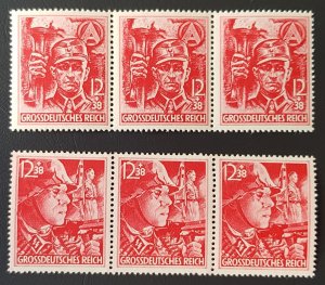 THIRD REICH ORIGINAL 1945 ELITE SA/SS Mi909-910 LAST ISSUE 3 STRIP SET MNH LUXE