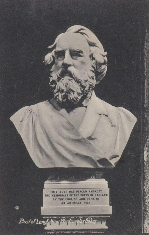 Bust Of Longfellow Vintage Poetry Sculpture Statue Postcard