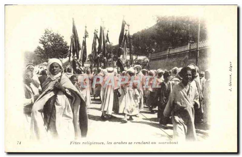 Old Postcard Religious Holidays Arab visiting the marabout