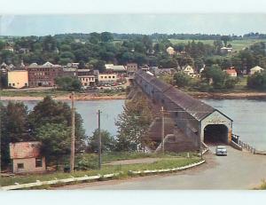 Pre-1980 TOWN BEHIND COVERED BRIDGE IN HARTLAND New Brunswick CANADA t8454