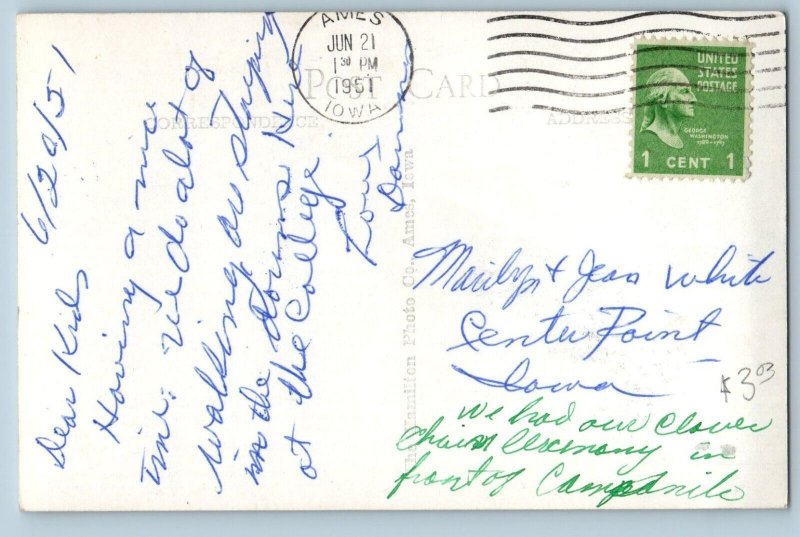 1951 The Campanile Iowa State College Ames Iowa IA RPPC Photo Vintage Postcard