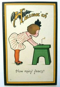 Halloween Postcard Nash Series 19 Black Orange Border Unused Antique