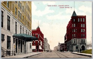 Cedar Rapids Iowa 1910 Postcaard Third Street Looking North Street Scene