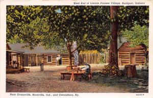 ROCKPORT INDIANA WEST END OF  LINCOLN PIONEER VILLAGE POSTCARD c1930s