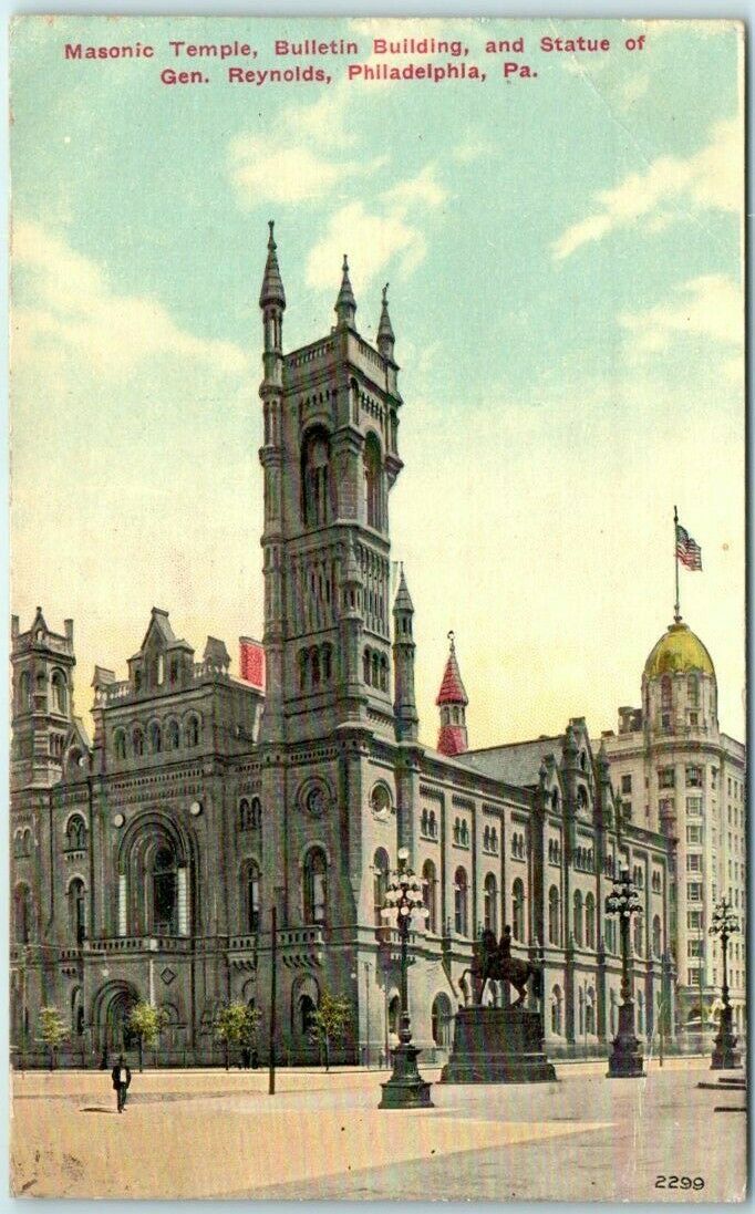 Masonic Temple, Bulletin Building, & Statue of General Reynolds, Pennsylvania United States