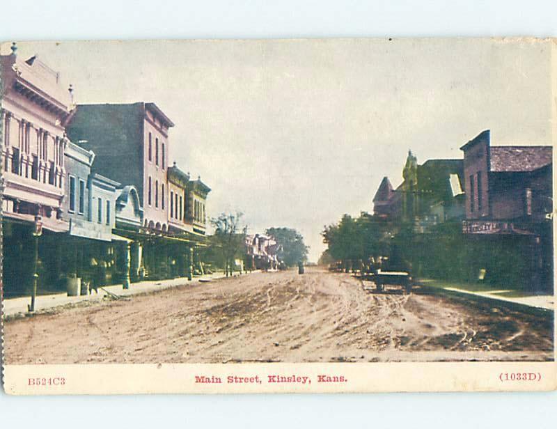 Divided-Back STREET SCENE Kinsley - Near Dodge City & Great Bend KS hp3256