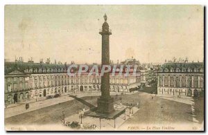 Old Postcard Paris Place Vendome