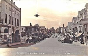 Caribou ME Sweden Street Cyr's Beauty & Barber Shop Store Fronts Cars Postcard