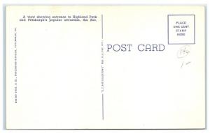 Mid-1900s Highland Park Zoo, Flower Beds, and Lily Pond, Pittsburgh, PA Postcard