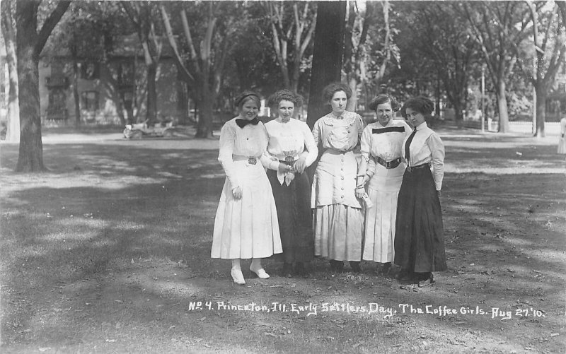 H13/ Princeton Illinois RPPC Postcard c1910 Early Settlers Day Coffee Girls