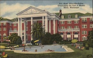 Biloxi Mississippi MS Hotel Biloxi MacArthur c1930s-40s Linen Postcard