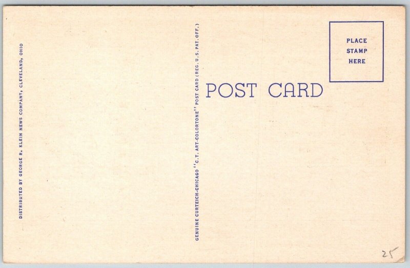 Elyria Ohio 1940s Postcard Electric Fountain at Night Ely Park