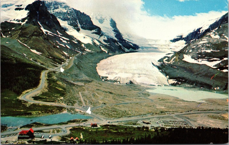 Columbia Ice Fields and Chalet Banff-Jasper Highway Canada Postcard unused 1960s