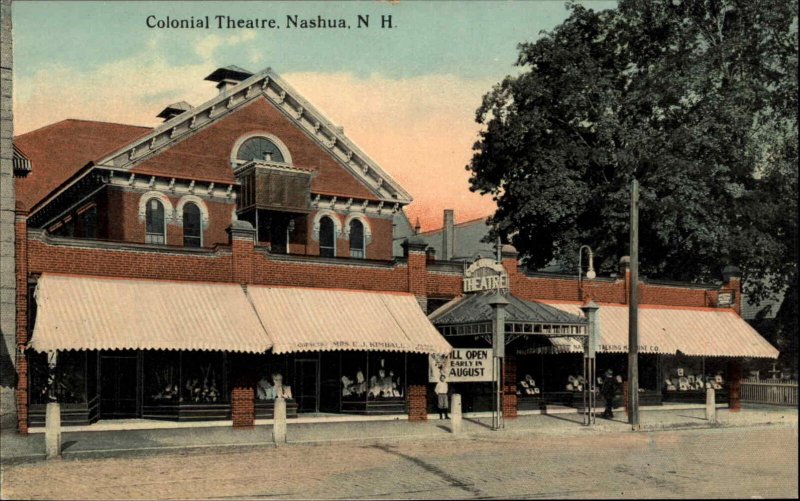 Nashua New Hampshire NH Colonial Theatre Theater c1910 Vintage Postcard