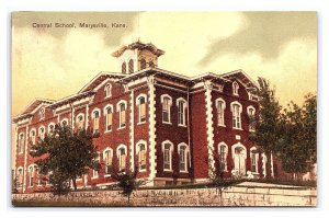 Postcard Central School Marysville Kans. Kansas