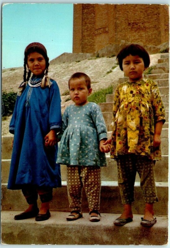 Postcard - Three children of Gonbad Kavus, Iran 