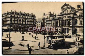 Old Postcard Angers Place du Ralliement The theater Tramway