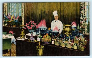 CHICAGO, IL  ~ Chef at CAFE de PARIS - Park Dearborn Hotel 1940s Linen  Postcard