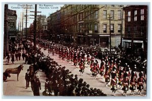 1908 Church Parade 91st Regiment Canadian Highlanders Hamilton Canada Postcard