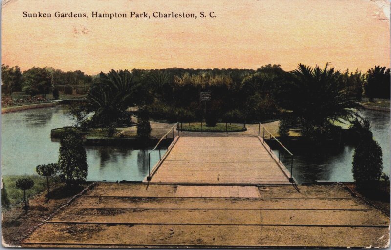 Sunken Gardens Hampton Park Charleston South Carolina Vintage Postcard C260