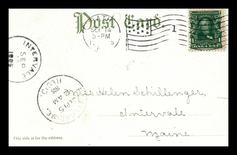 1905 Bath Maine Public Library 3 Postmarks Post Card Postcard 203